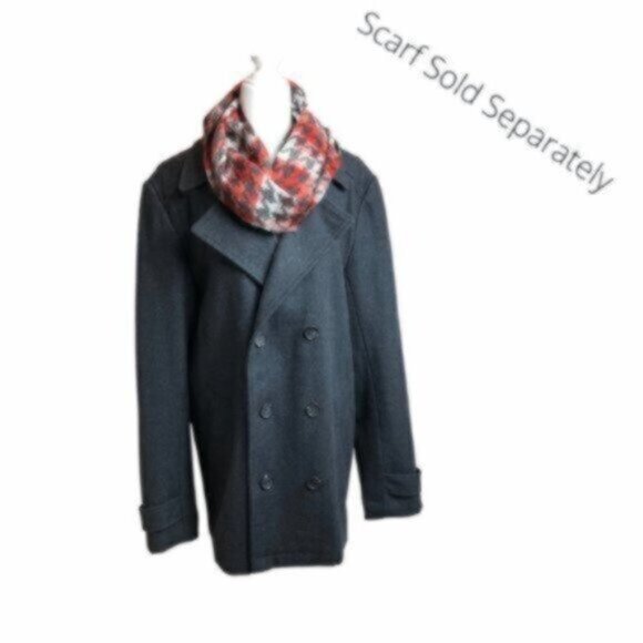 Calvin Klein Black Wool Blend Winter Classic Casual Everyday Pea Coat Medium - Picture 8 of 9